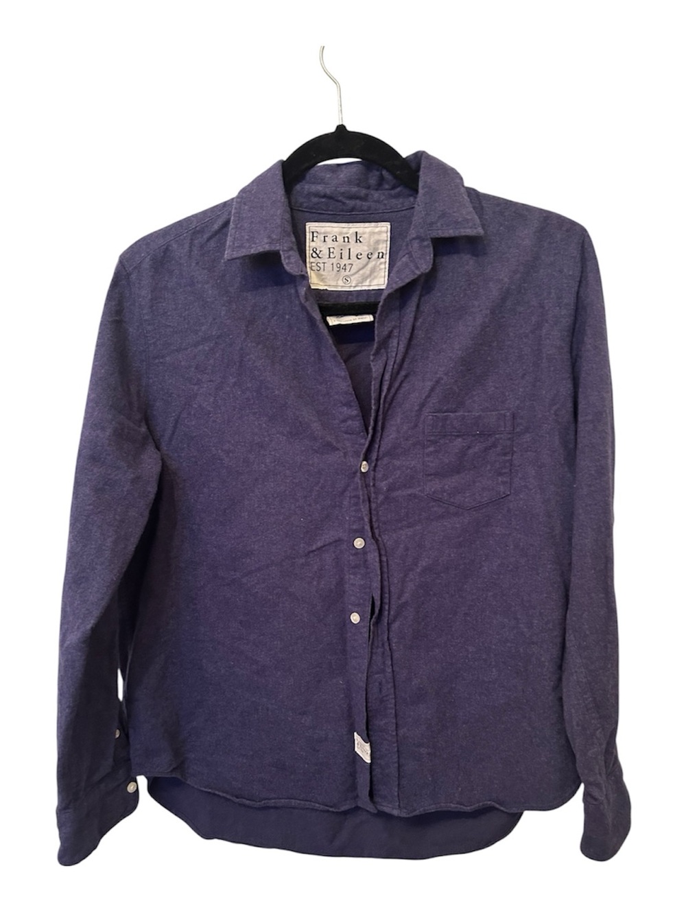 Frank & Eileen Eileen indigo Blue Button-up long sleeve 100% Cotton size Small.